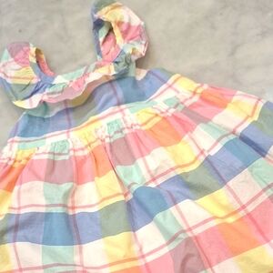 Tommy Bahama Bright Pastel Plaid Kids Dress Sz 7‎ Lightweight Beach Pics Party